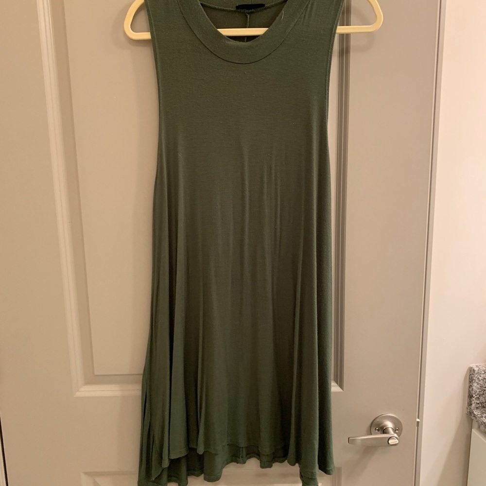 Green mock turtle neck dress